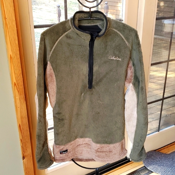 Cabela's Stand Hunter Thermal Zone Heavy Weight Base Layer Green/Tan Sz M Jacket - Picture 1 of 12